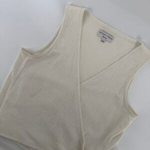 Madewell Texture & Thread Wrap Top Women Small Cream Sleeveless V-Neck Tie Side‎